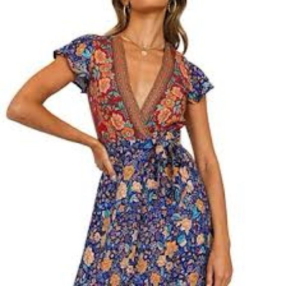 Zesica boho floral wrap dress size small like new condition - Picture 3 of 5